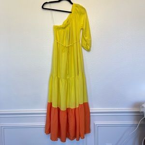 NWT one shoulder color block maxi